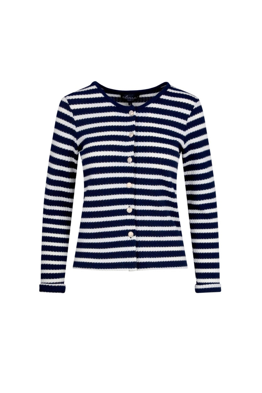 Elvira Casuals E1 25-023 juul – vest gebreid dames - Blauw Dessin