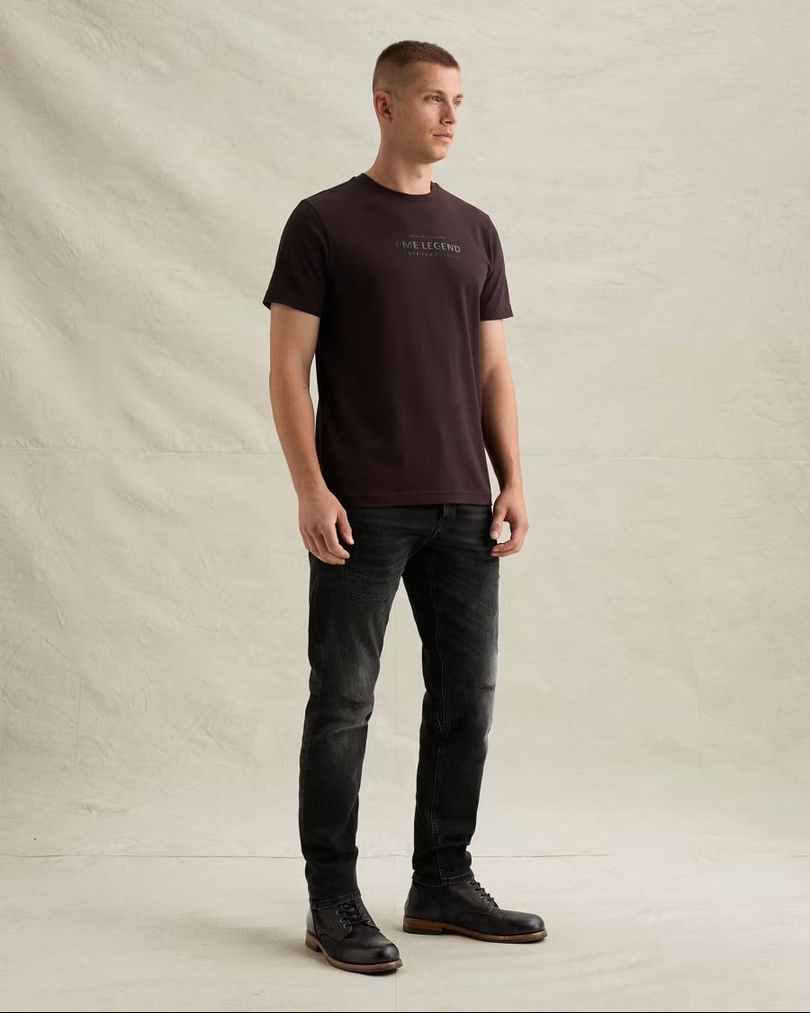 PME-Legend PTSS2610584 t-shirt k/m heren paars dessin - Aubergine