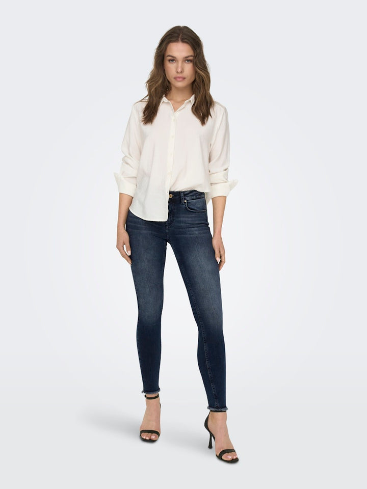 Onlblush Life Mid Sk Ank Raw Rea409 - Blue Denim