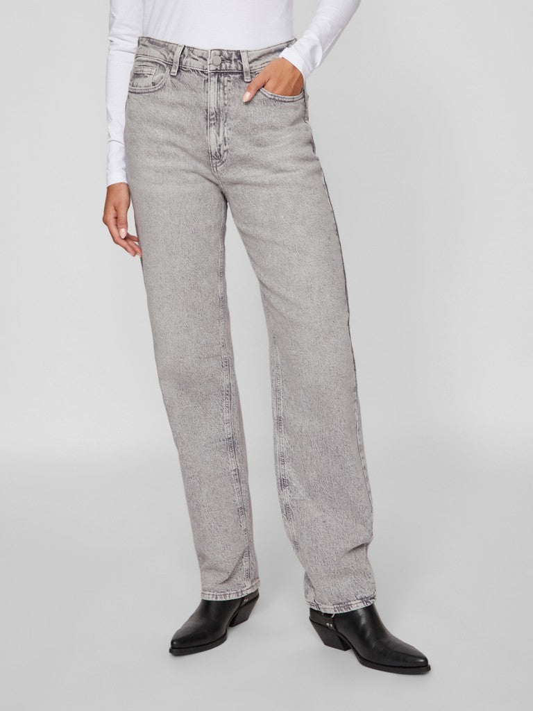 Vikelly Jaf Hw Straight Jeans - Grey Denim