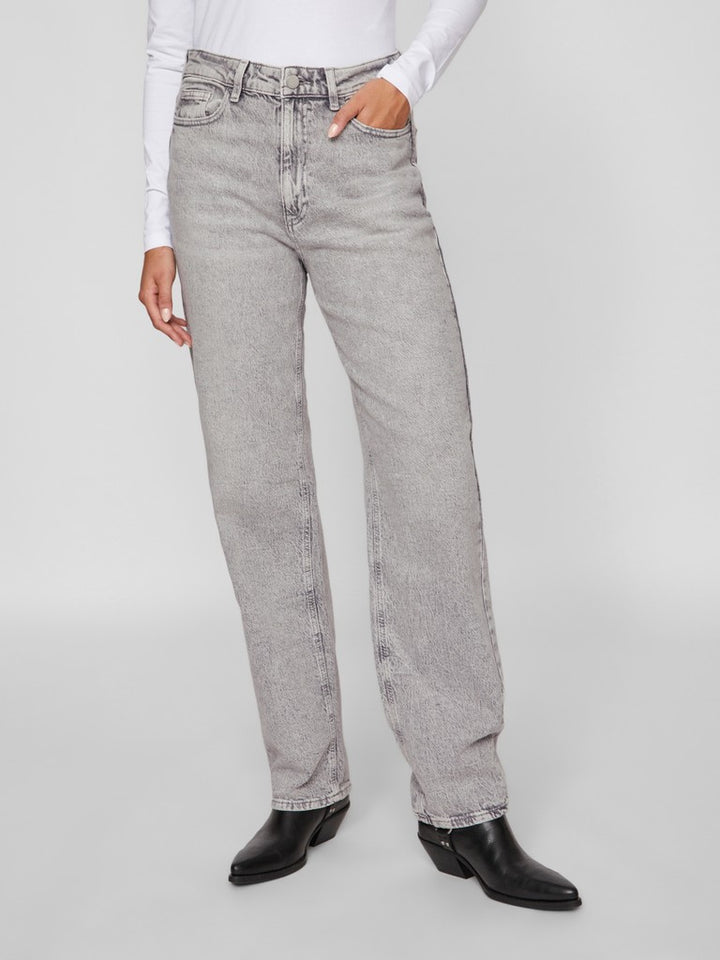 Vikelly Jaf Hw Straight Jeans - Grey Denim