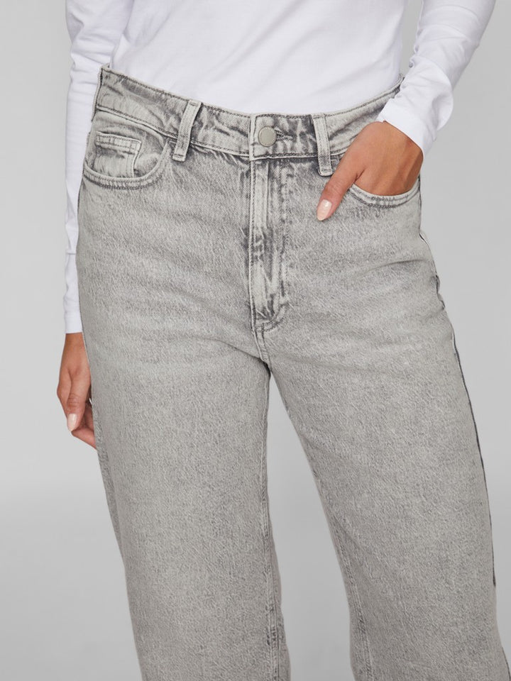 Vikelly Jaf Hw Straight Jeans - Grey Denim