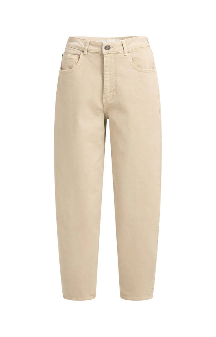 Barrel Jeans Met Naaddetails - Beige