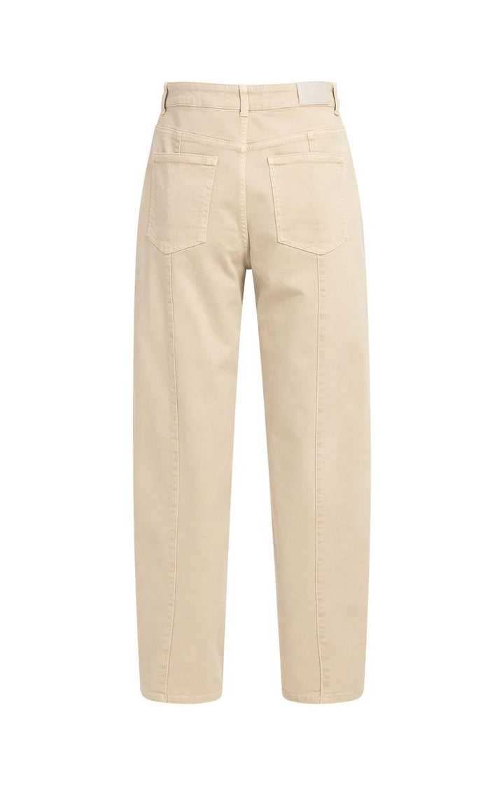 Barrel Jeans Met Naaddetails - Beige