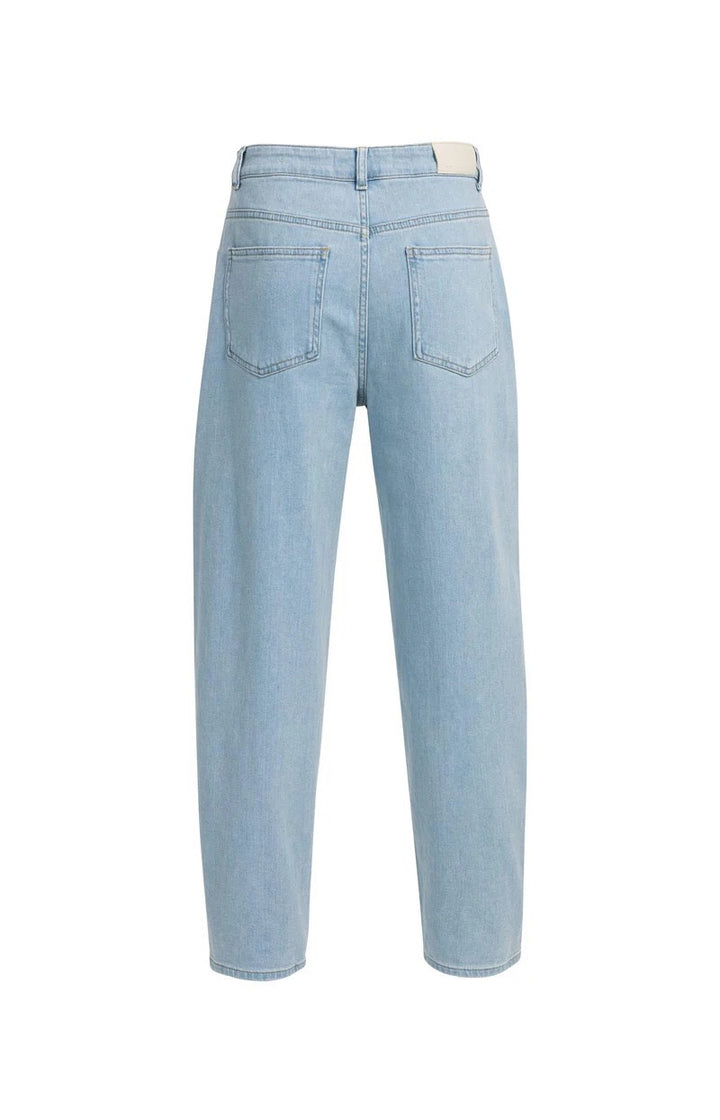 Barrel Jeans Met Wassing - Blue Denim
