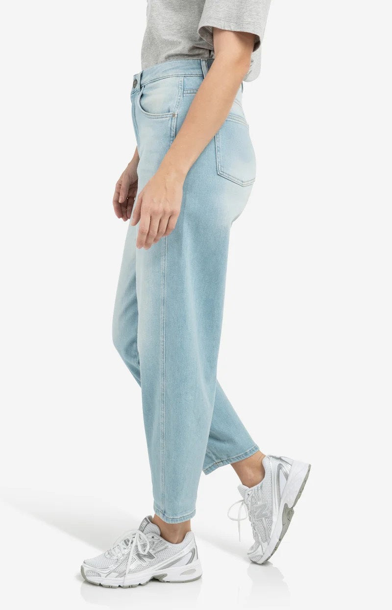 Barrel Jeans Met Wassing - Blue Denim