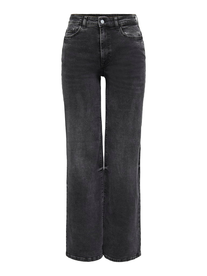 Jdyfelina-fina Hw Wide Dnm Jean Darkgrey - Black Denim