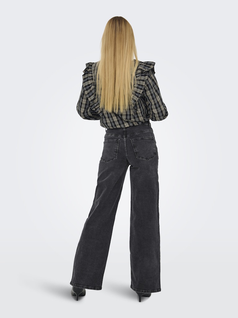 Jdyfelina-fina Hw Wide Dnm Jean Darkgrey - Black Denim