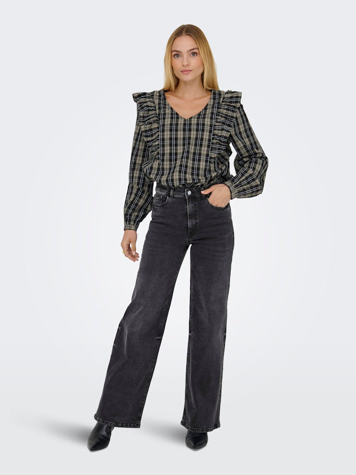 Jdyfelina-fina Hw Wide Dnm Jean Darkgrey - Black Denim