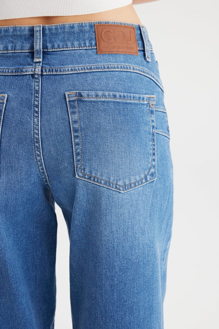 Cropped Balloon Jeans - Blue Denim