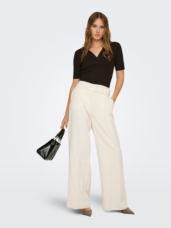 Onltila Life Hw Belt Wide Pant Tlr - Ecru
