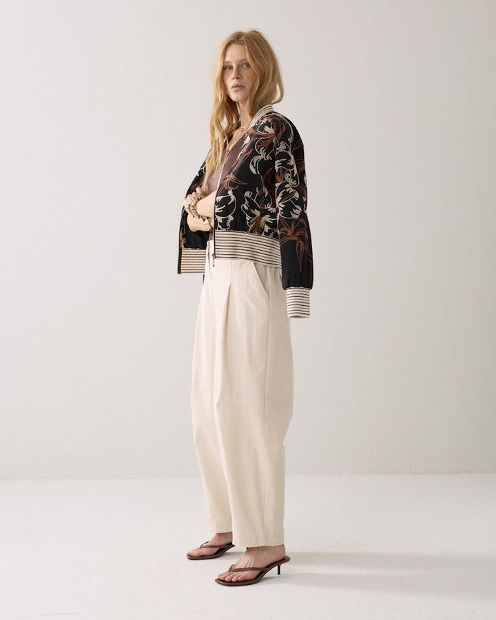 Trousers Balloon Fit Cotton Blend - Ecru