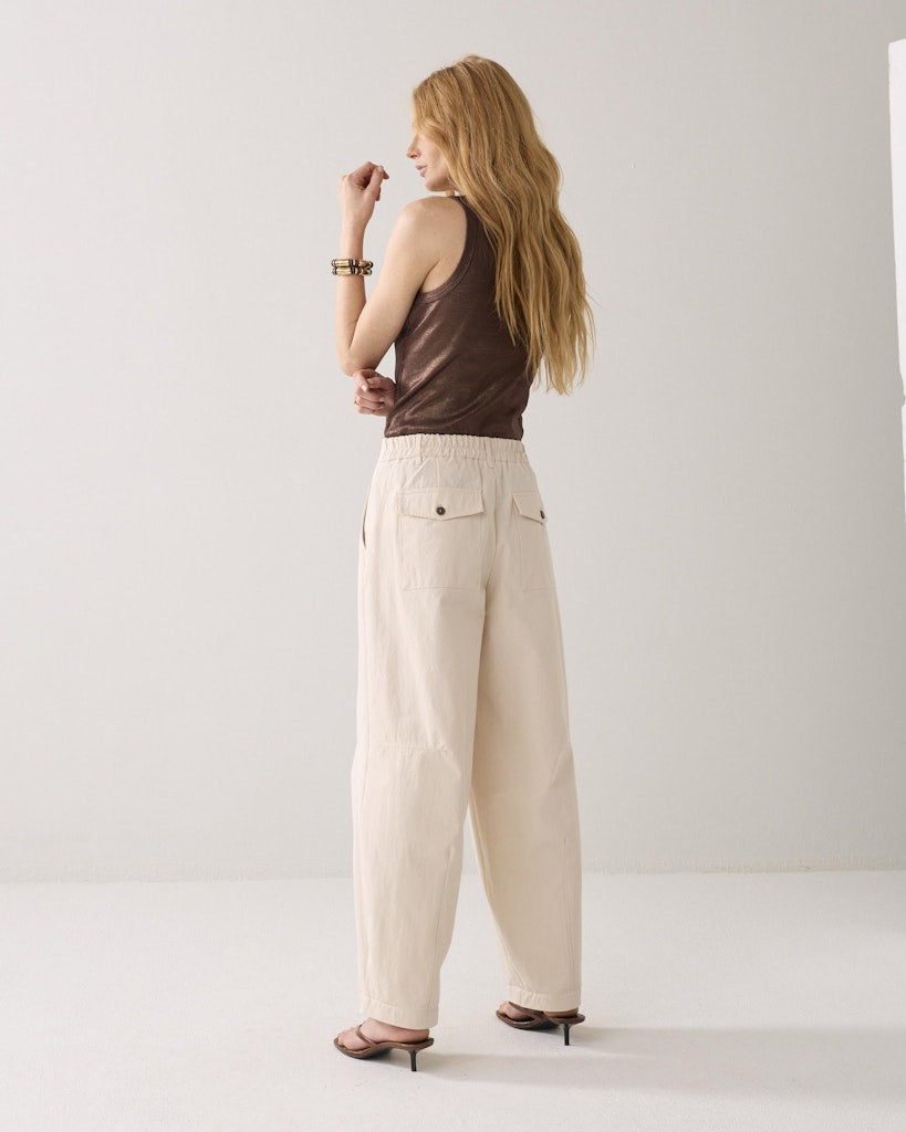 Trousers Balloon Fit Cotton Blend - Ecru