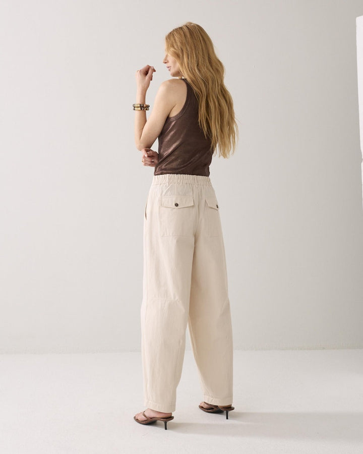 Trousers Balloon Fit Cotton Blend - Ecru