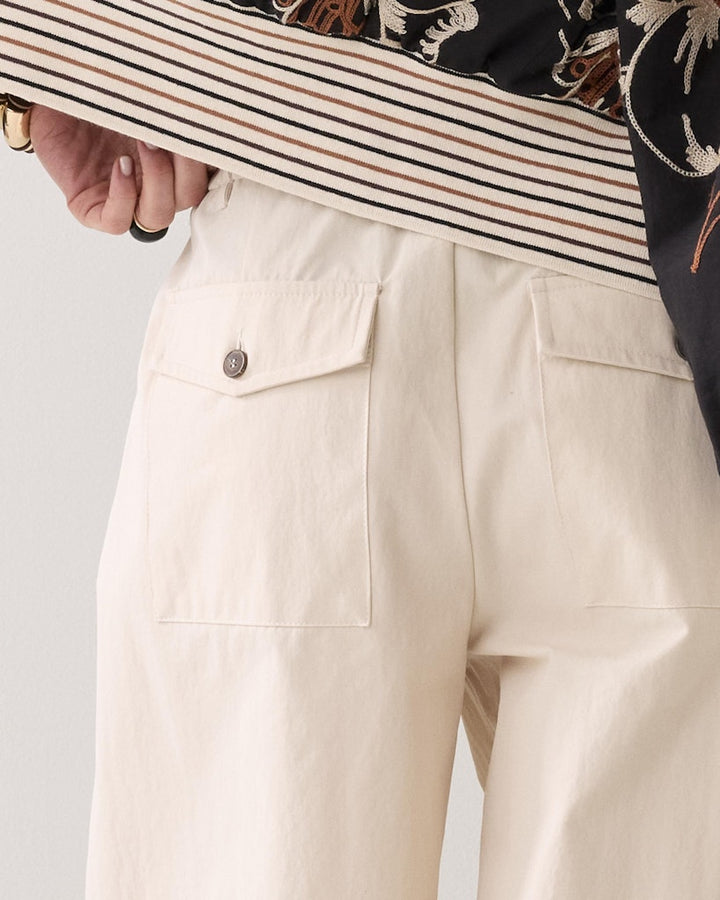 Trousers Balloon Fit Cotton Blend - Ecru