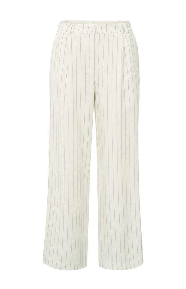 Linen Mix Wide Leg Trousers - Zand Dessin