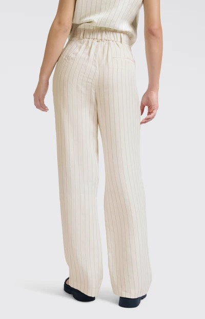 Linen Mix Wide Leg Trousers - Zand Dessin