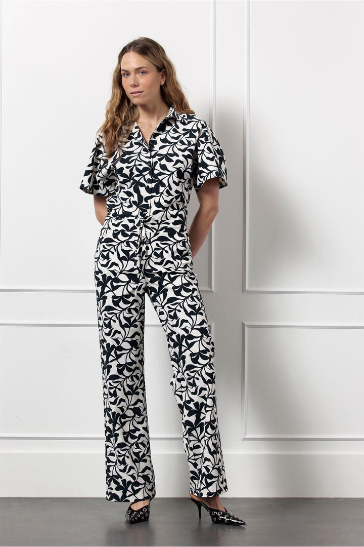 Abigail Leafs Trousers - Ecru Dessin