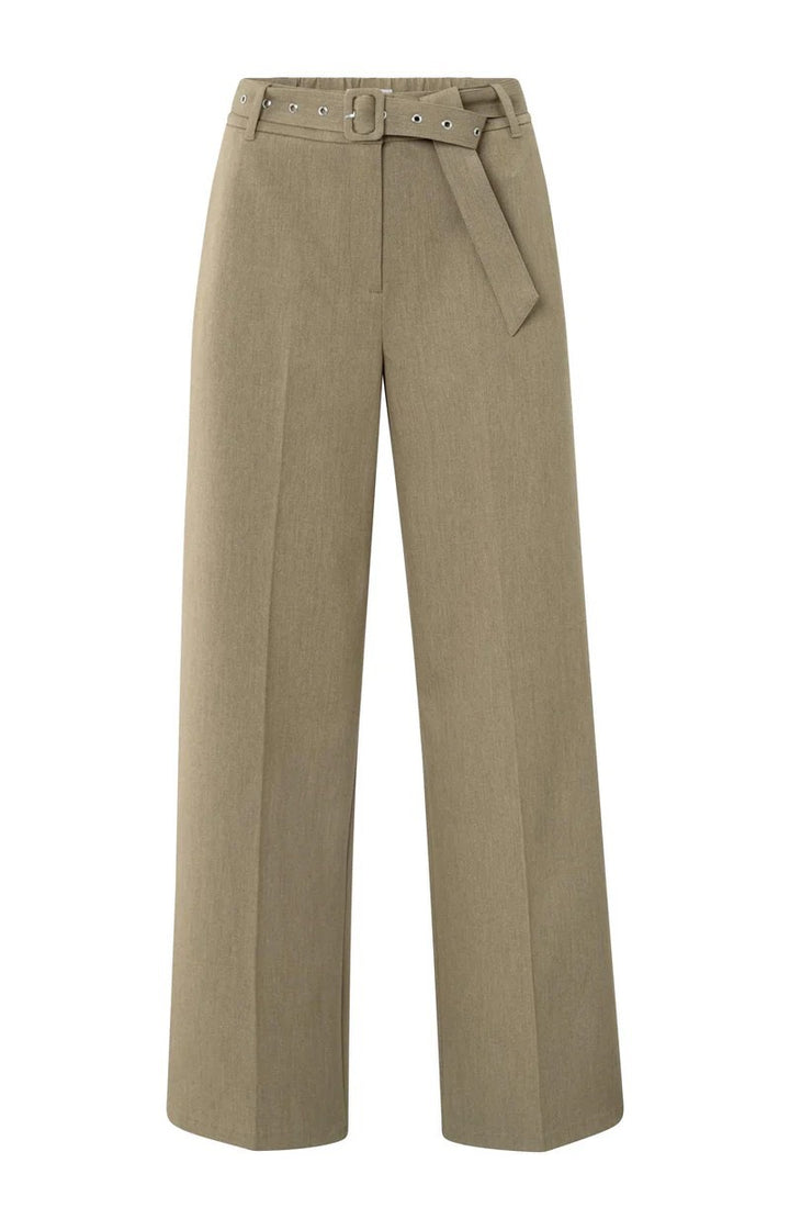 Woven Wide Leg Trousers  With - Kaki