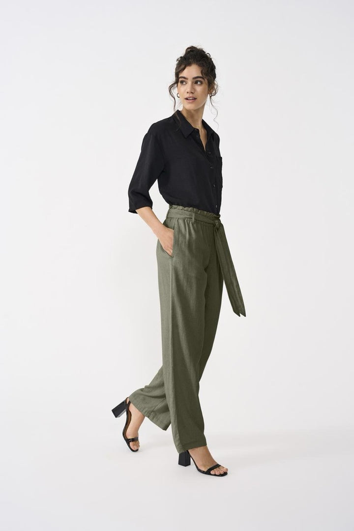 Jdysay Linen Belt Pant Wvn - Army