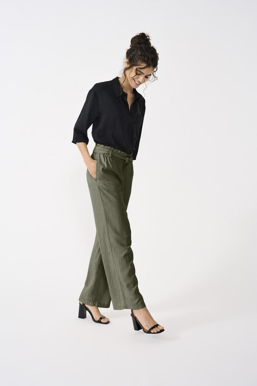 Jdysay Linen Belt Pant Wvn - Army