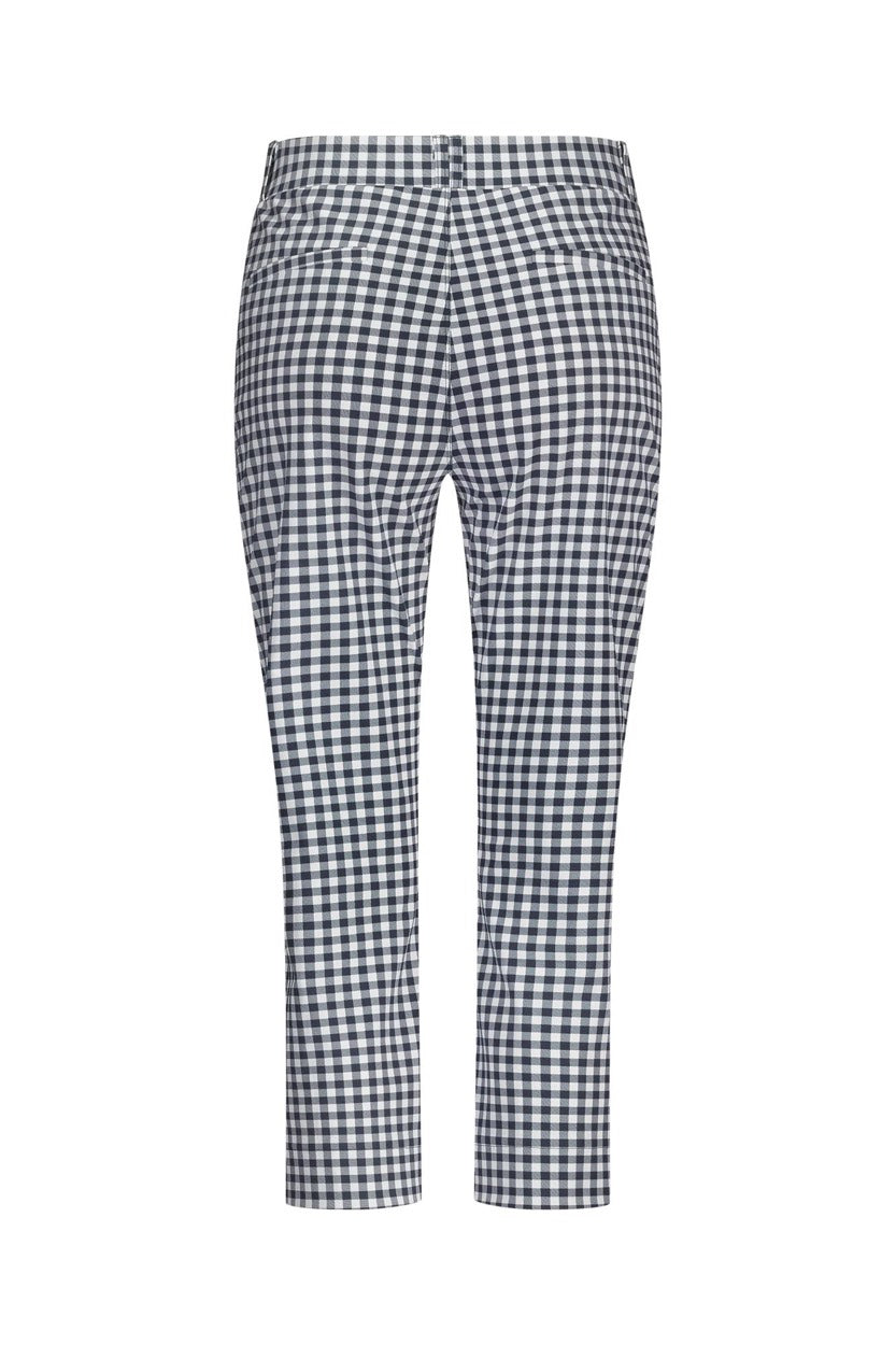 Anne Small Check Capri Trousers - Blauw Dessin