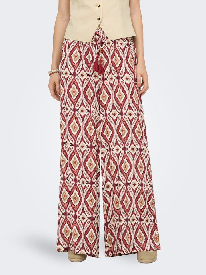 Onlgini Mikasi Wide Pull Up Pant Wvn - Rood Dessin
