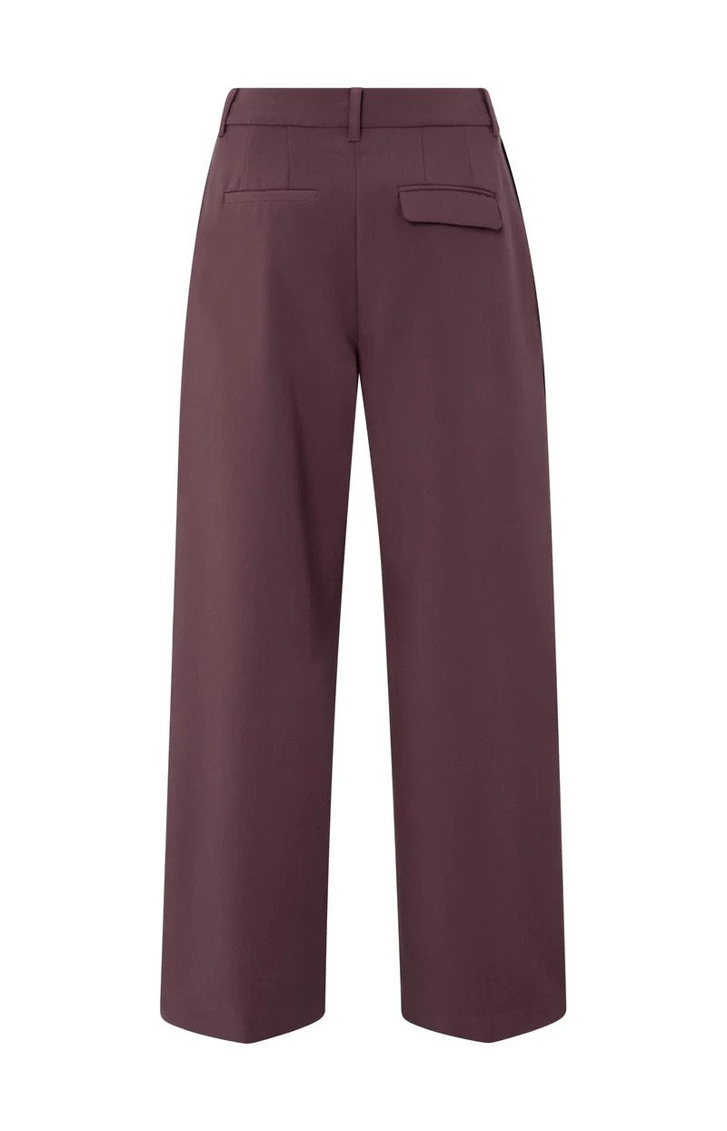 Trousers With Satin Side Tape - Aubergine