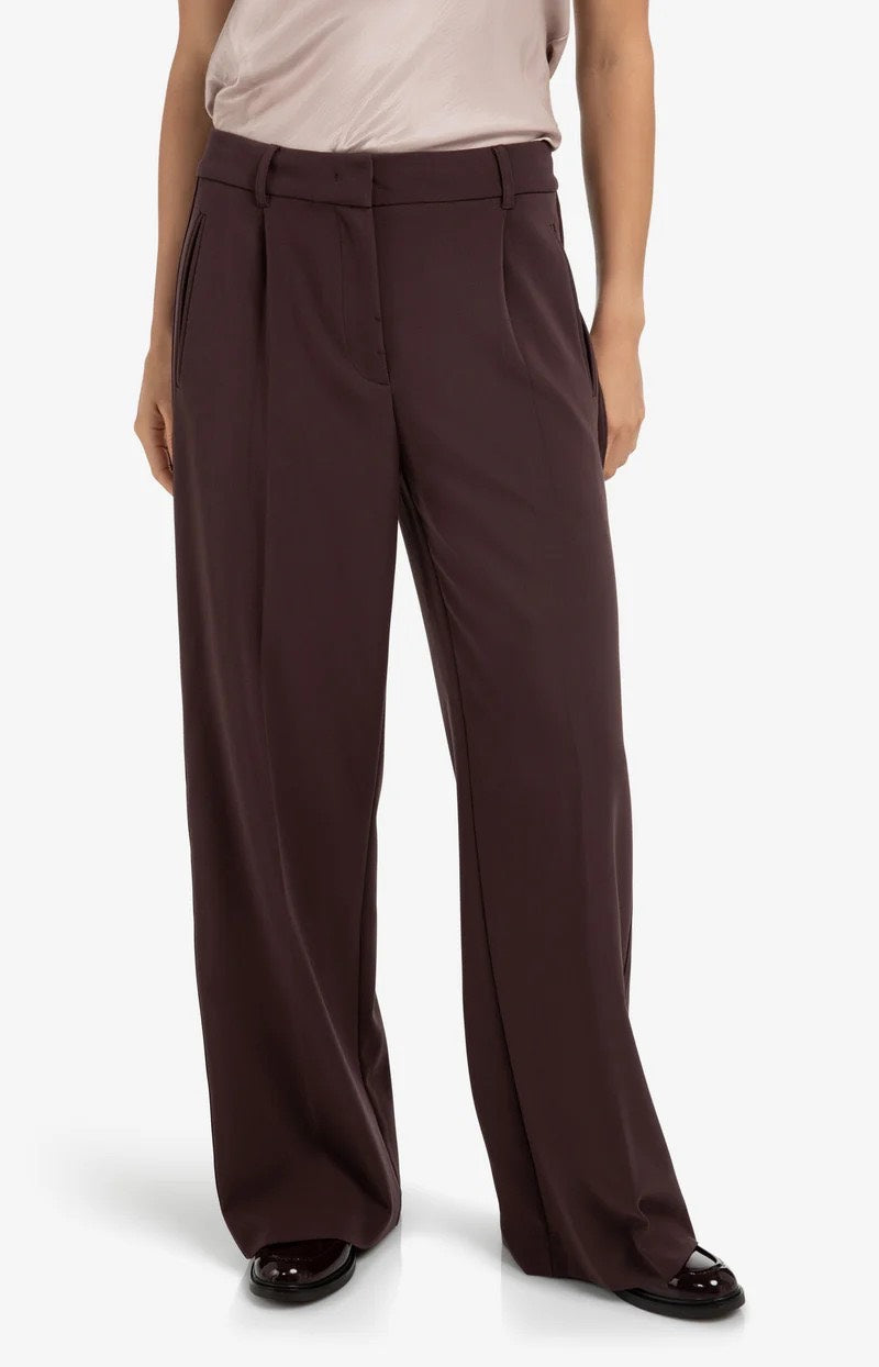 Trousers With Satin Side Tape - Aubergine
