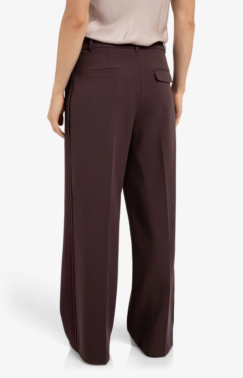 Trousers With Satin Side Tape - Aubergine