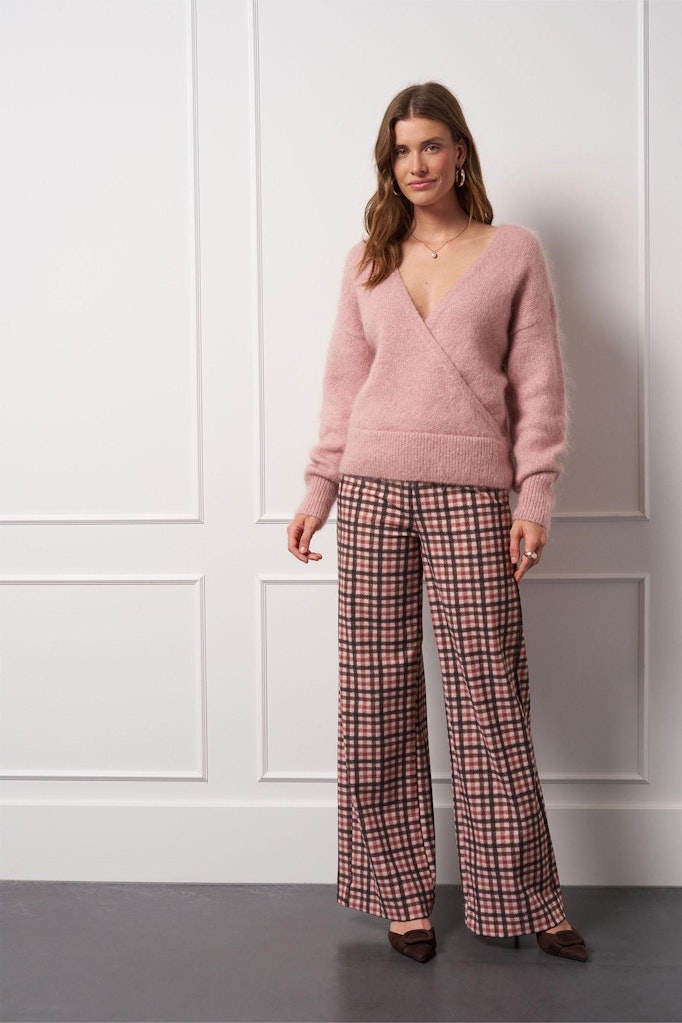 Lexie Bnd Check Trousers - Roze Dessin