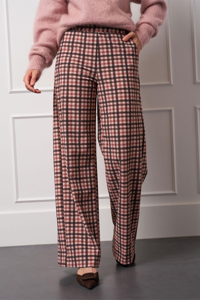 Lexie Bnd Check Trousers - Roze Dessin