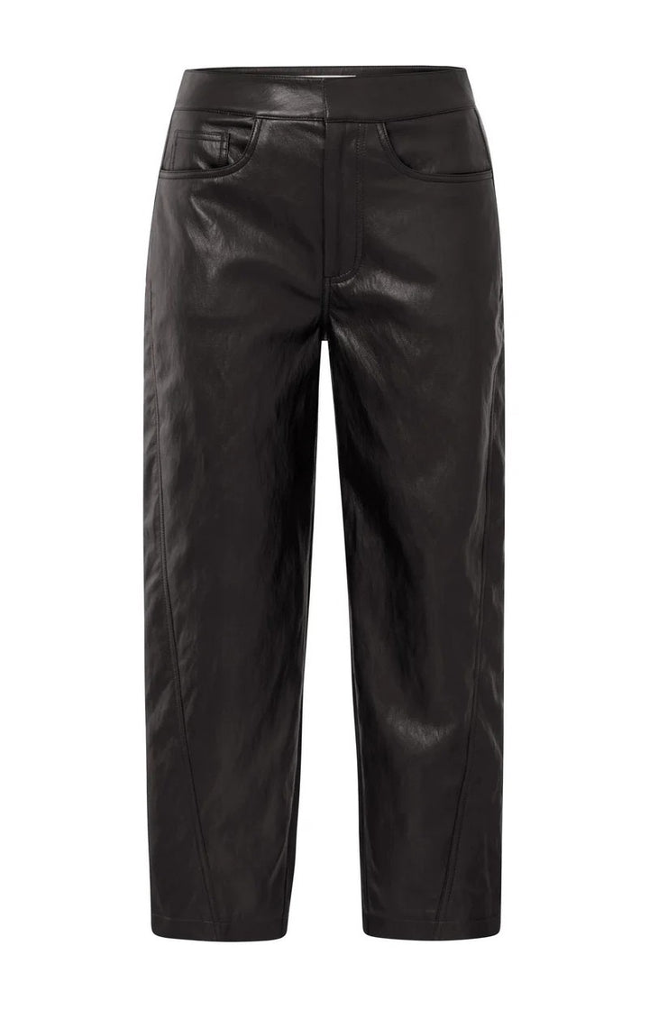 Faux Leather Carrot Fit Trouse - Bruin
