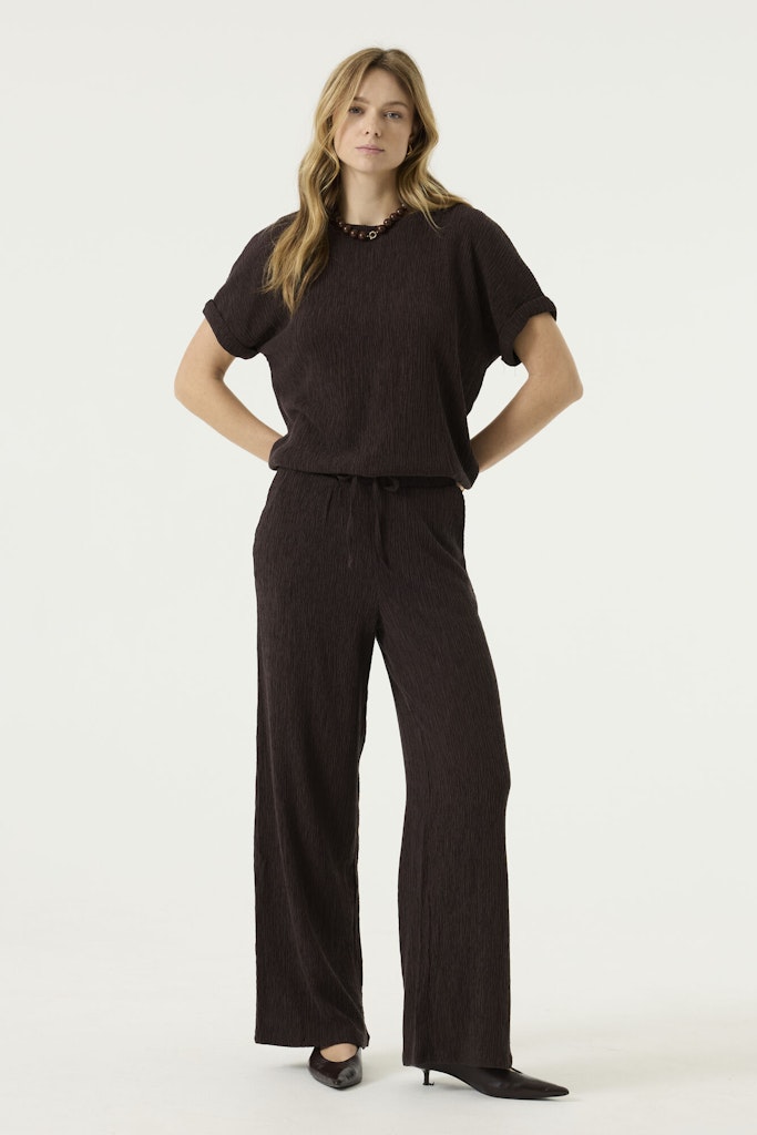 Garcia Lange Broek Met Structuur - Bruin