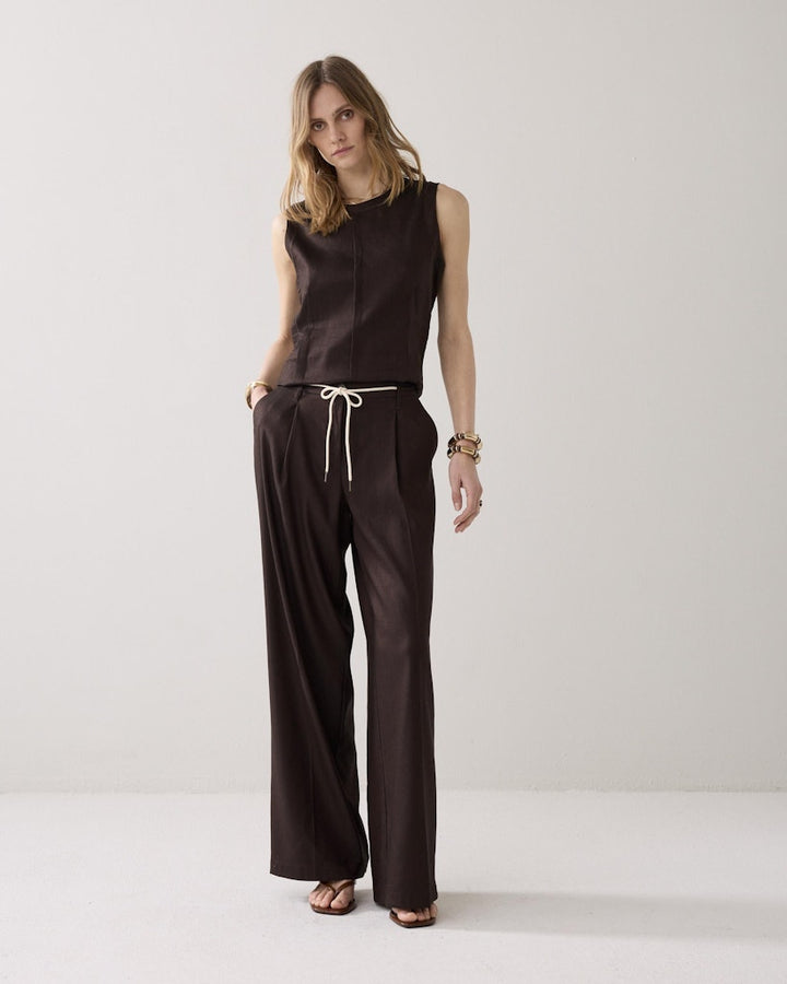 Trousers Linen Blend - Bruin