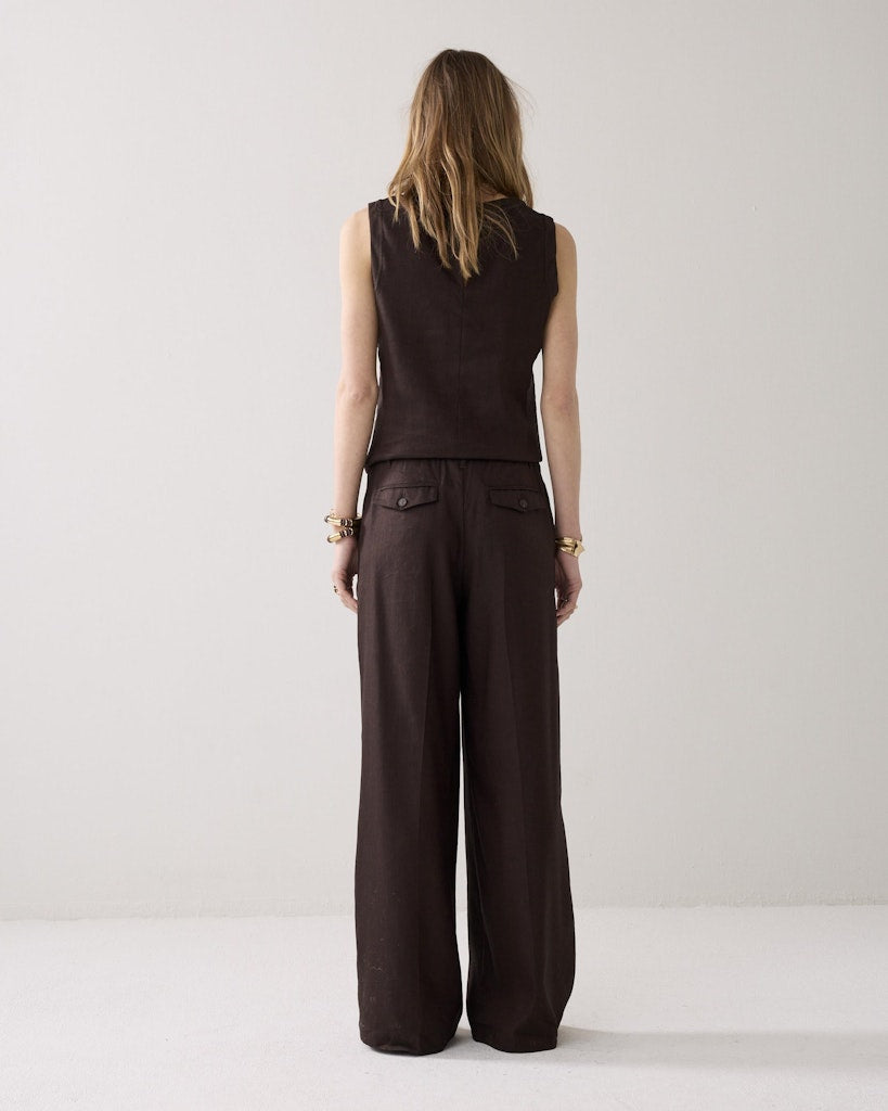 Trousers Linen Blend - Bruin
