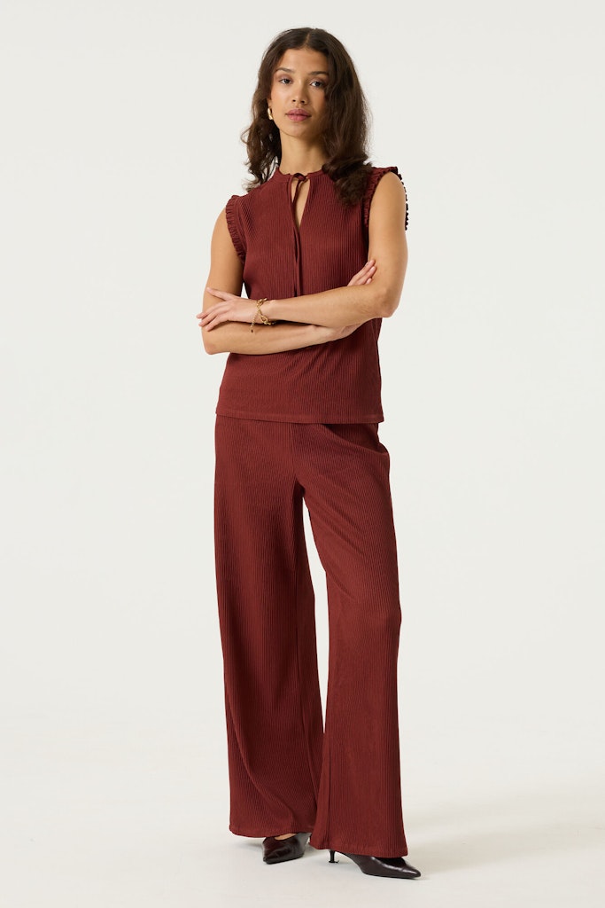 Lange Broek Met Streepstructuur - Brique