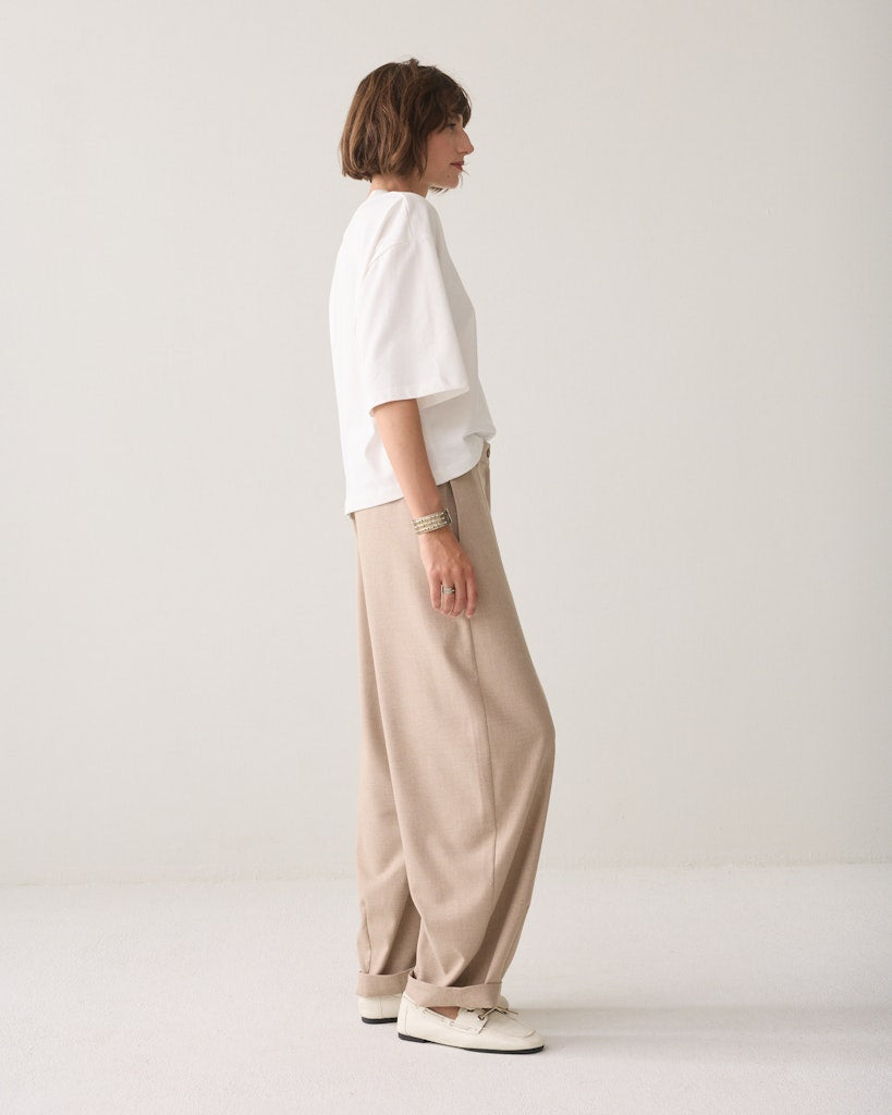 Trouser Barrel Twill Melange - Taupe