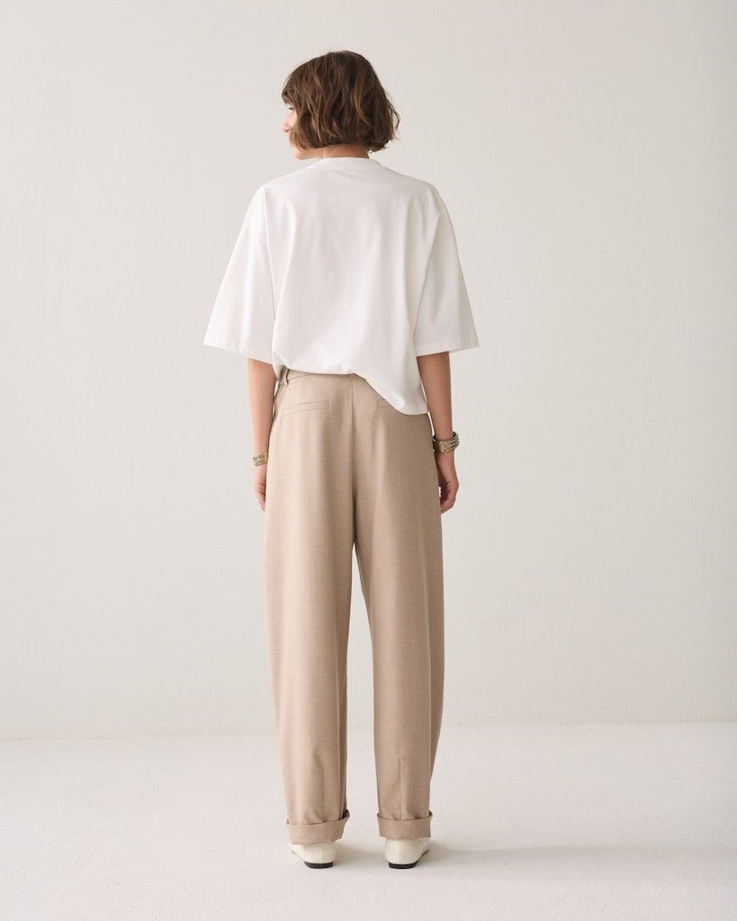 Trouser Barrel Twill Melange - Taupe