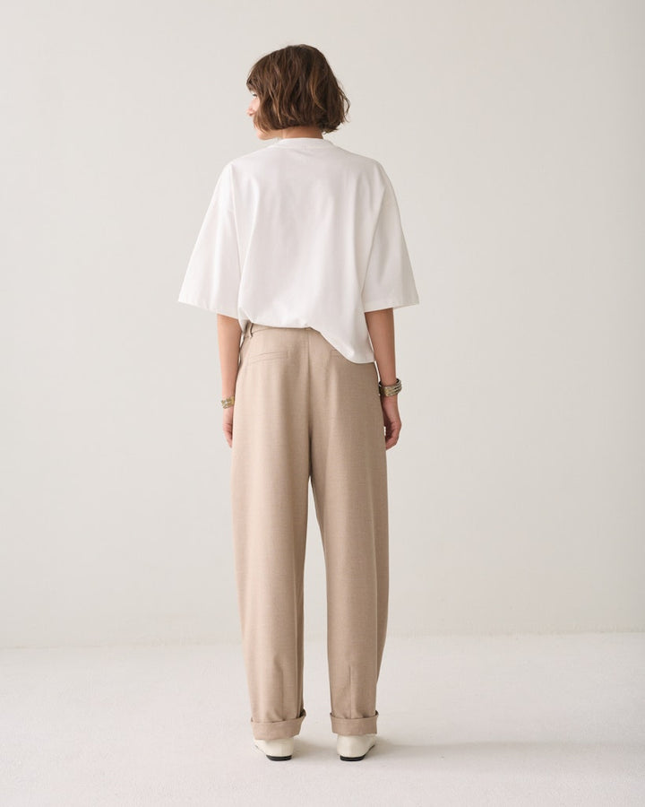 Trouser Barrel Twill Melange - Taupe