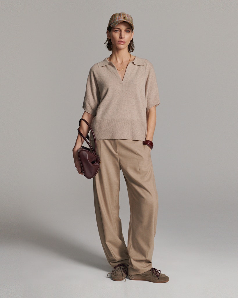 Trouser Barrel Twill Melange - Taupe