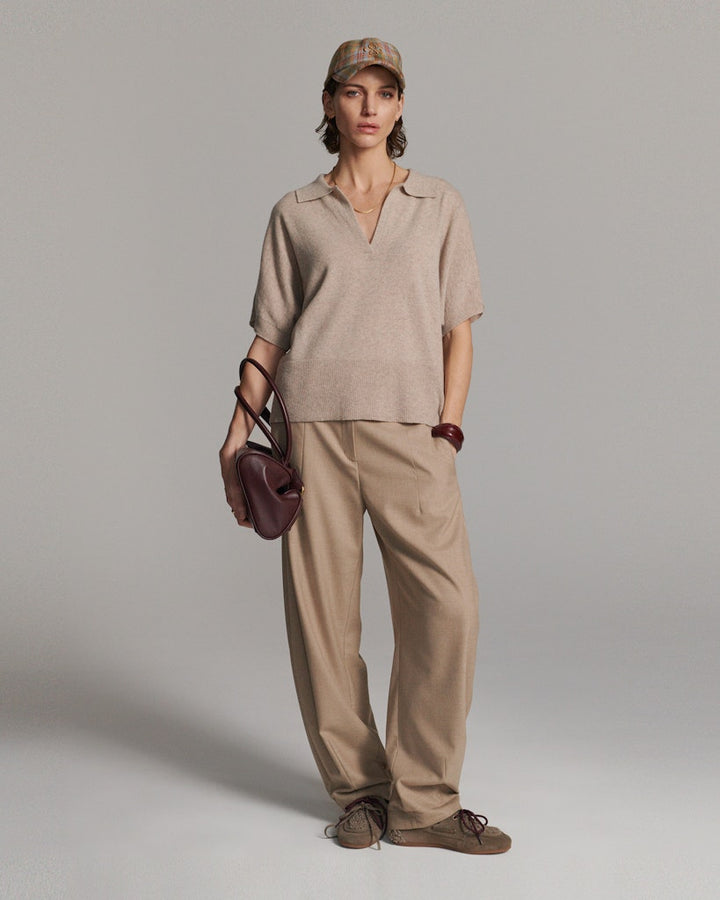 Trouser Barrel Twill Melange - Taupe