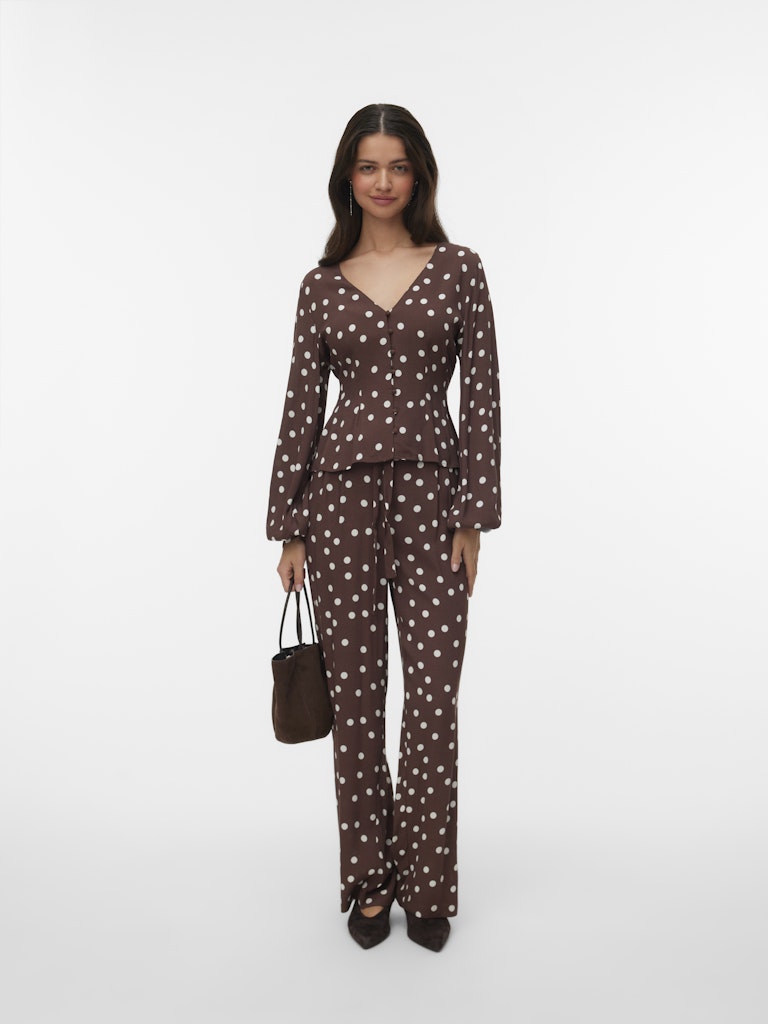 Vmelisa Nw Wide Tie Pant Wvn - Bruin Dessin