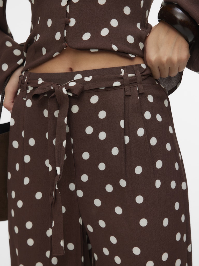 Vmelisa Nw Wide Tie Pant Wvn - Bruin Dessin