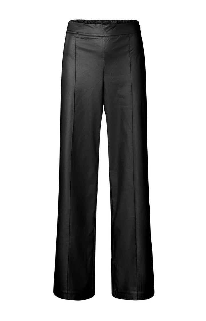 Faux Leather Metallic Wide Leg - Zwart