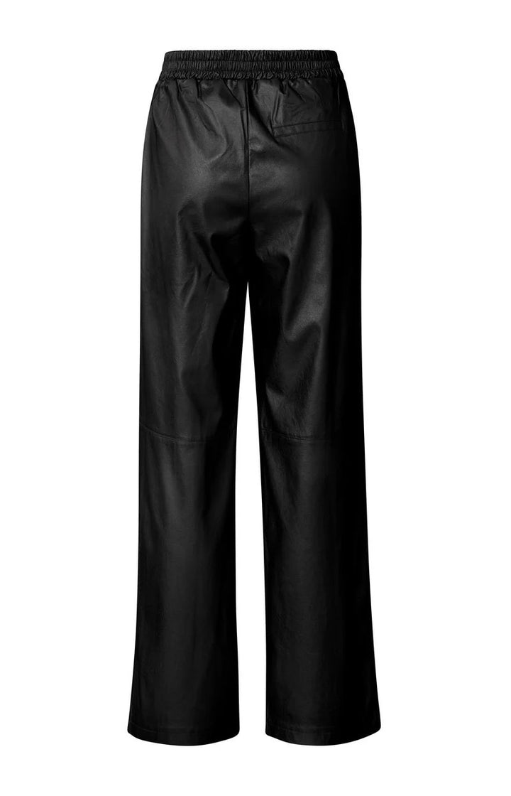 Faux Leather Metallic Wide Leg - Zwart