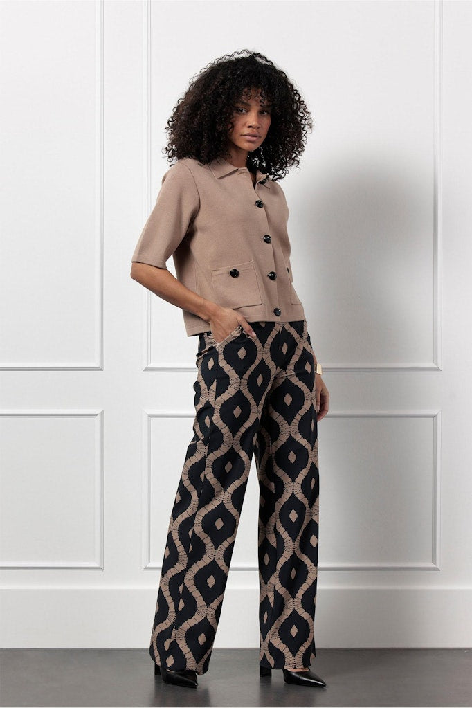 Marilon Batik Trousers - Zwart Dessin