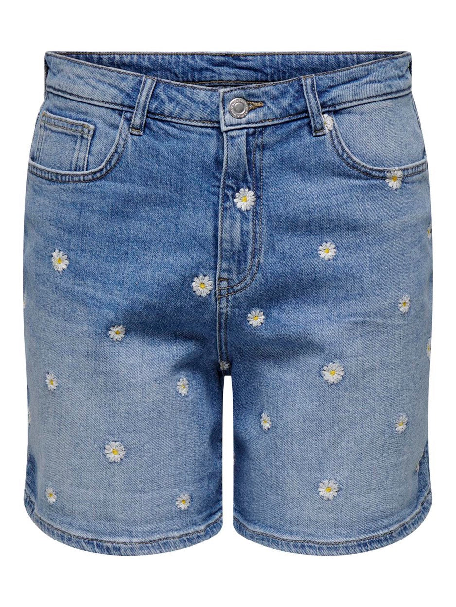 Onljosephine Stretch Shorts Emb Dnm - Blue Denim