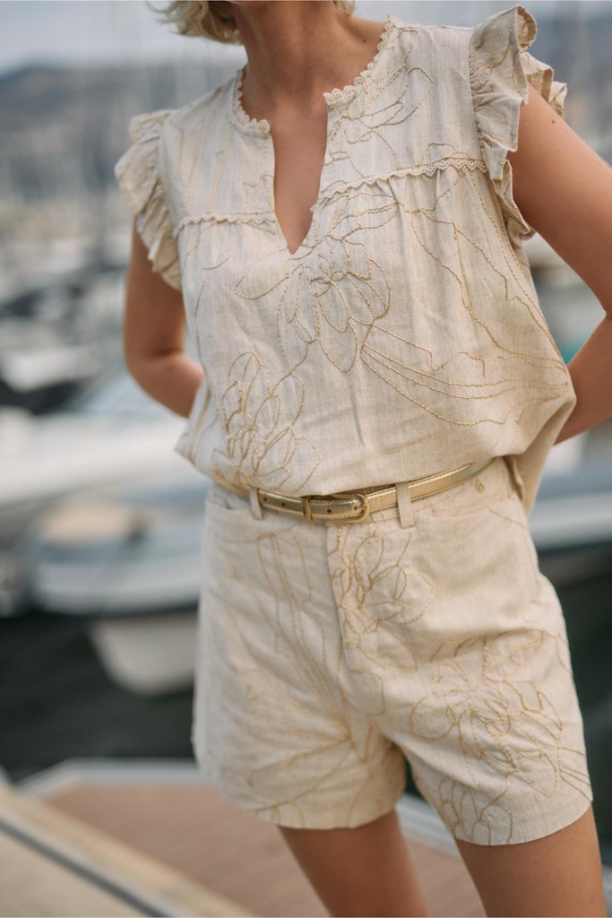 Dagmar Short Embroidery - Zand Dessin