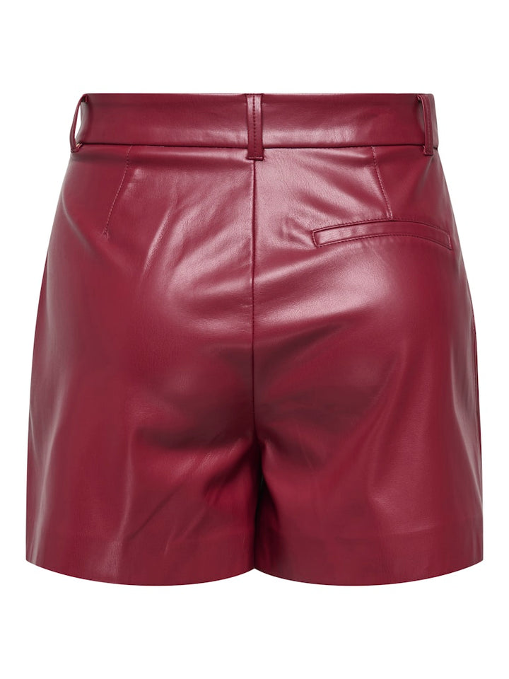 Onlsmooth Hw Faux Lea Shorts Cc Pnt - Wijnrood